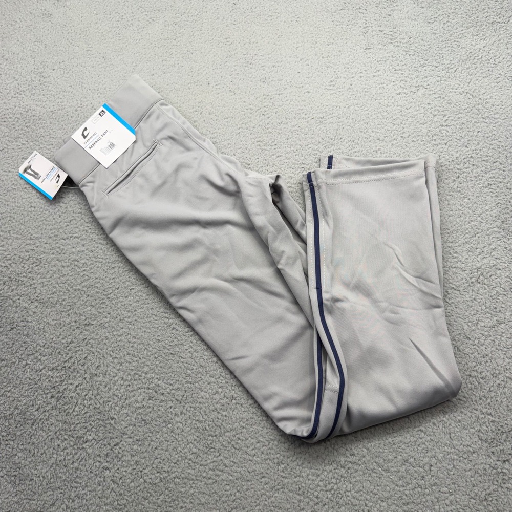 Champro BP91U Youth XL Grey Navy Piped Triple Crown Open Bottom Baseball Pants